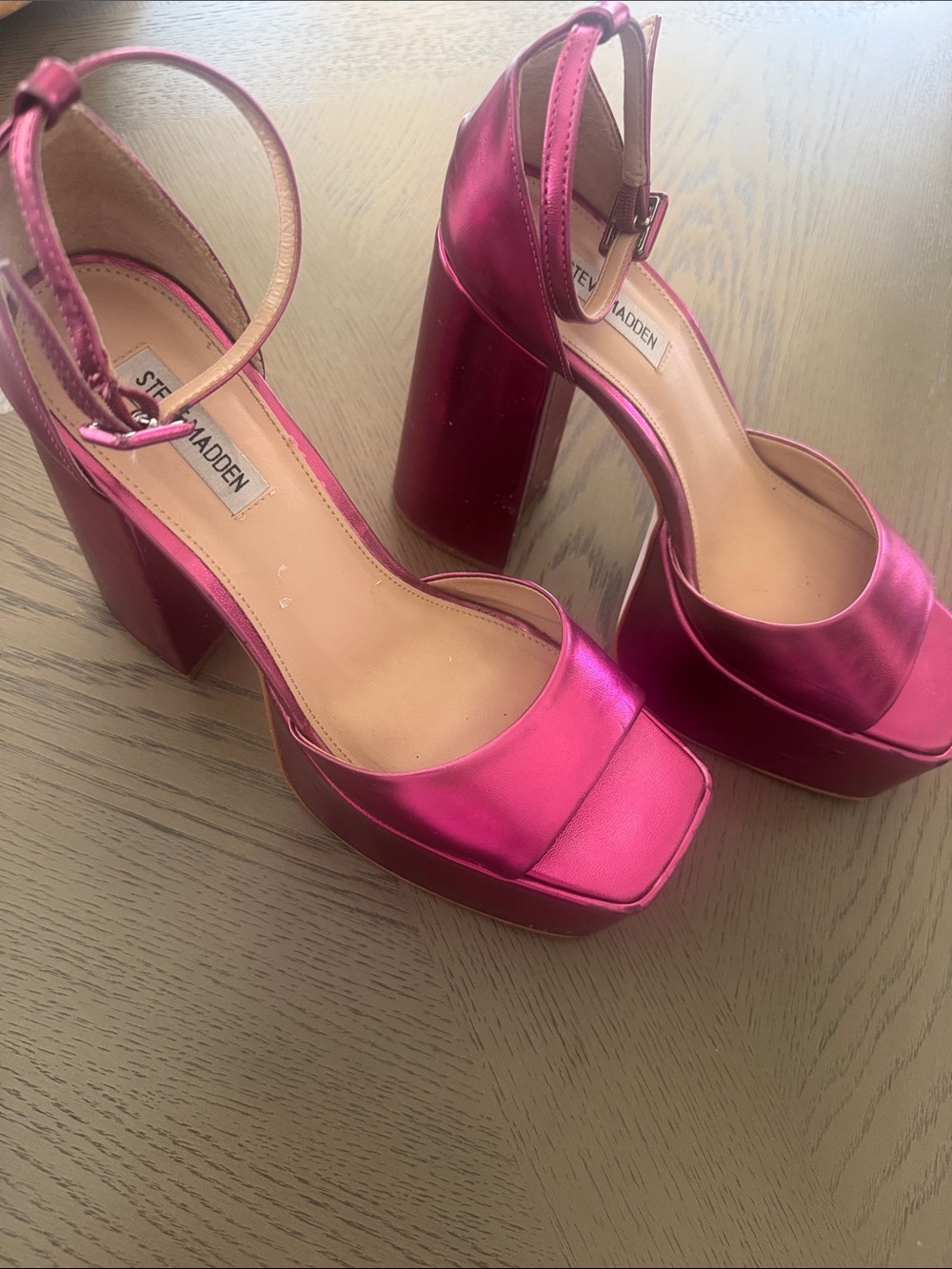 Steve Madden Metallic Hot Pink Platform Block Heels size 11